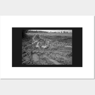 Muddy entrance to an arable field in the English countryside Posters and Art